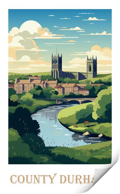 County Durham Travel Poster Print by Steve Smith