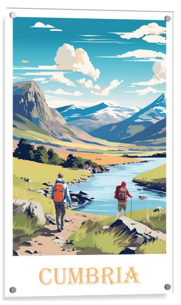 Cumbria Travel Poster Acrylic by Steve Smith