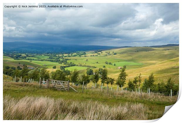View to the Pennine Hills from Tommy Road Cumbria Print by Nick Jenkins