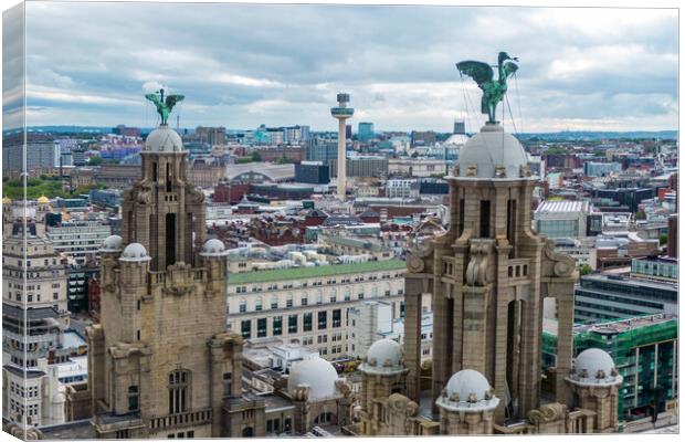 The Liver Birds Canvas Print by Apollo Aerial Photography