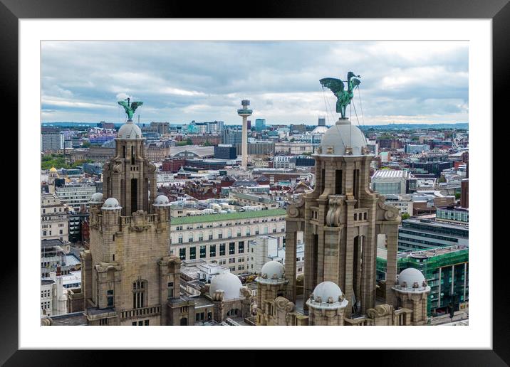 The Liver Birds Framed Mounted Print by Apollo Aerial Photography