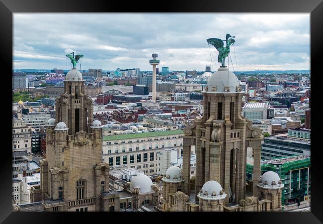 The Liver Birds Framed Print by Apollo Aerial Photography