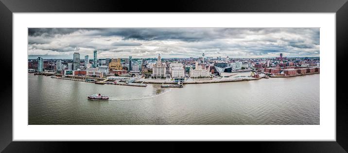 Ferry On The Mersey Framed Mounted Print by Apollo Aerial Photography