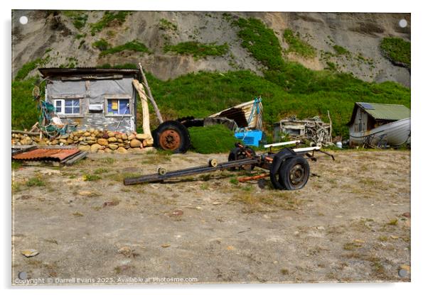 Beach huts Acrylic by Darrell Evans