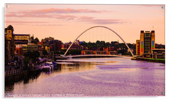 Gateshead Millennium Bridge Acrylic by Richard Fairbairn