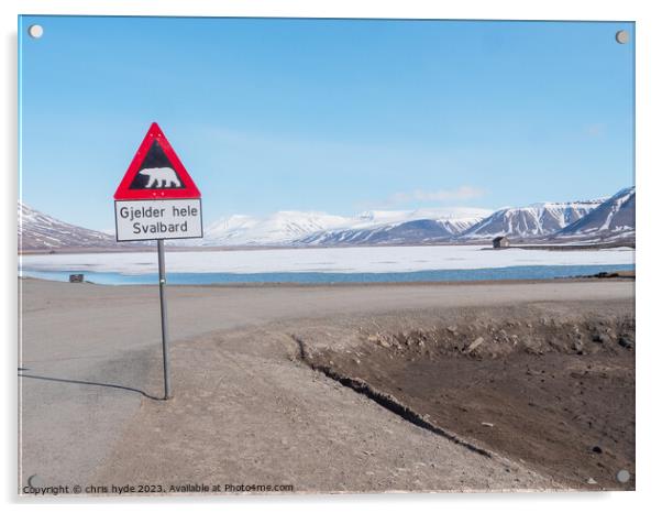 Polar Bear Warning Sign Acrylic by chris hyde