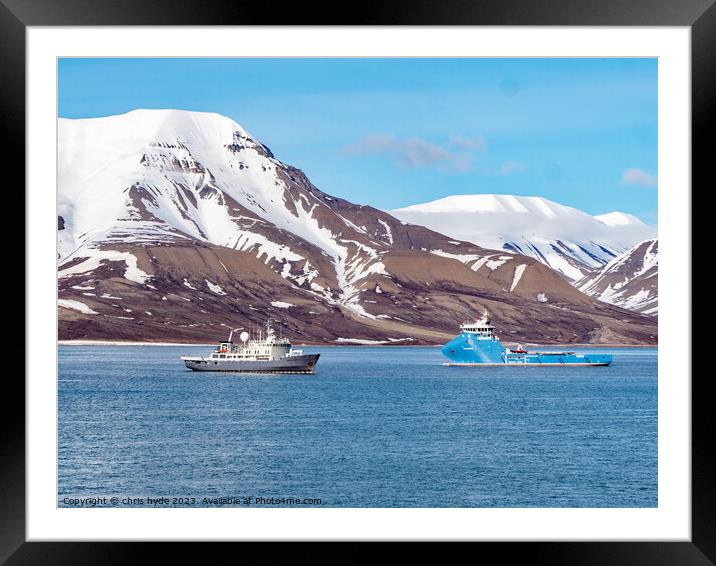 Ships in Longyearbyen Framed Mounted Print by chris hyde