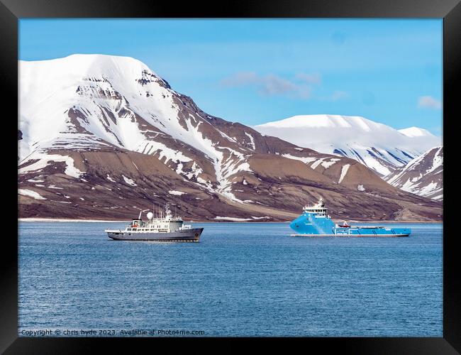 Ships in Longyearbyen Framed Print by chris hyde