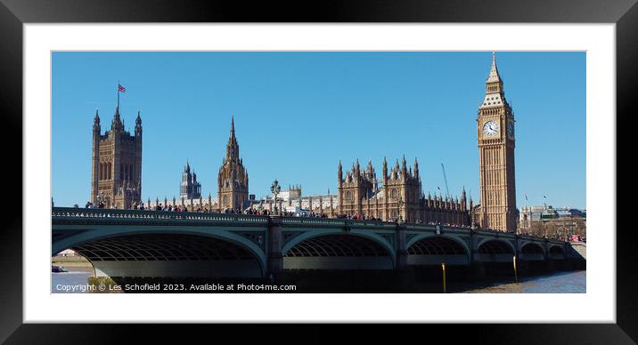 Iconic Big Ben Overlooking Westminster Bridge Framed Mounted Print by Les Schofield
