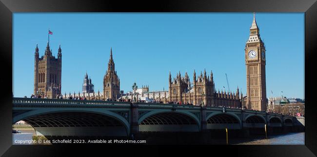 Iconic Big Ben Overlooking Westminster Bridge Framed Print by Les Schofield