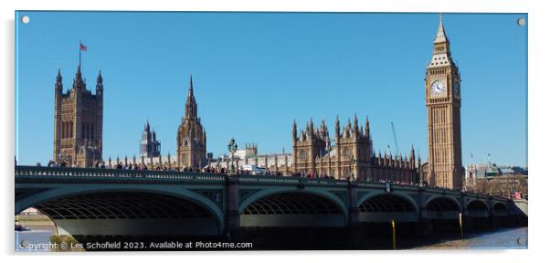 Iconic Big Ben Overlooking Westminster Bridge Acrylic by Les Schofield