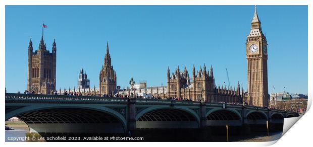 Iconic Big Ben Overlooking Westminster Bridge Print by Les Schofield