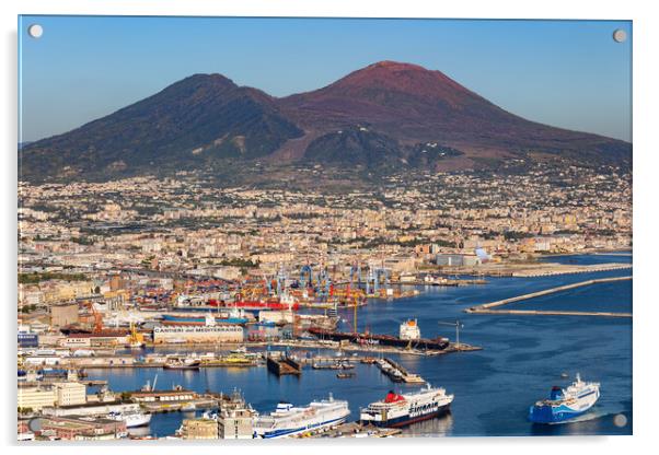 Mount Vesuvius Above Naples City And Port Acrylic by Artur Bogacki