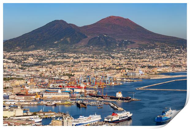 Mount Vesuvius Above Naples City And Port Print by Artur Bogacki