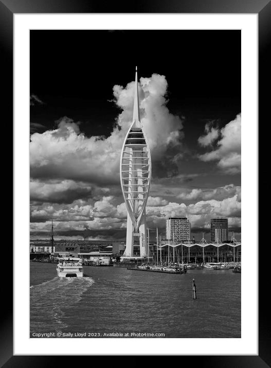 Black and white portrait of the Spinnaker Portsmouth Framed Mounted Print by Sally Lloyd