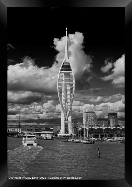 Black and white portrait of the Spinnaker Portsmouth Framed Print by Sally Lloyd