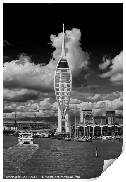 Black and white portrait of the Spinnaker Portsmouth Print by Sally Lloyd