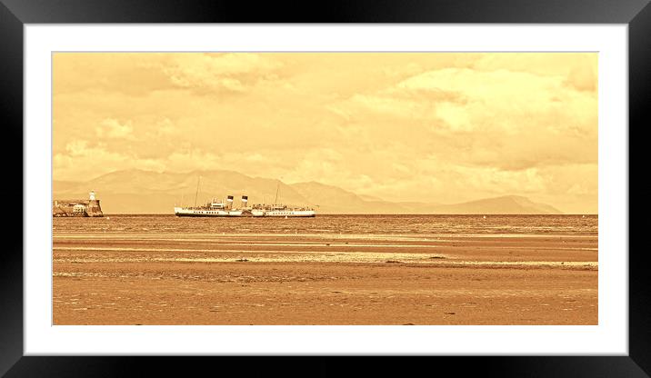 PS Waverley at Troon  (sepia) Framed Mounted Print by Allan Durward Photography