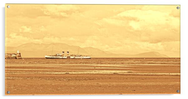 PS Waverley at Troon  (sepia) Acrylic by Allan Durward Photography