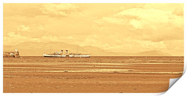 PS Waverley at Troon  (sepia) Print by Allan Durward Photography