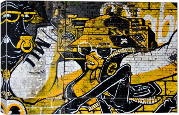 Vibrant Urban Expression: Digbeth Graffiti Art Canvas Print by Andy Evans Photos