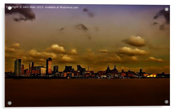 Liverpool Waterfront Skyline (Digital Art)  Acrylic by John Wain