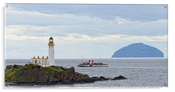 PS Waverley  cruising passed Turnberry lighthouse Acrylic by Allan Durward Photography