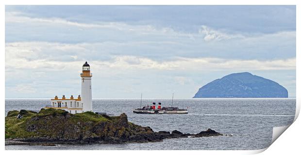 PS Waverley  cruising passed Turnberry lighthouse Print by Allan Durward Photography
