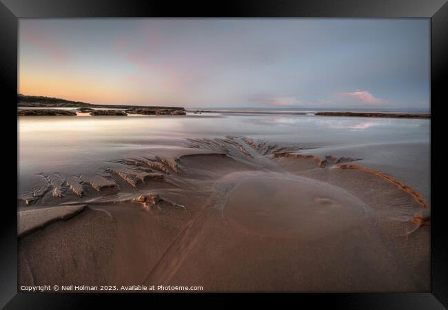 Sand Curve at Sunrise Framed Print by Neil Holman