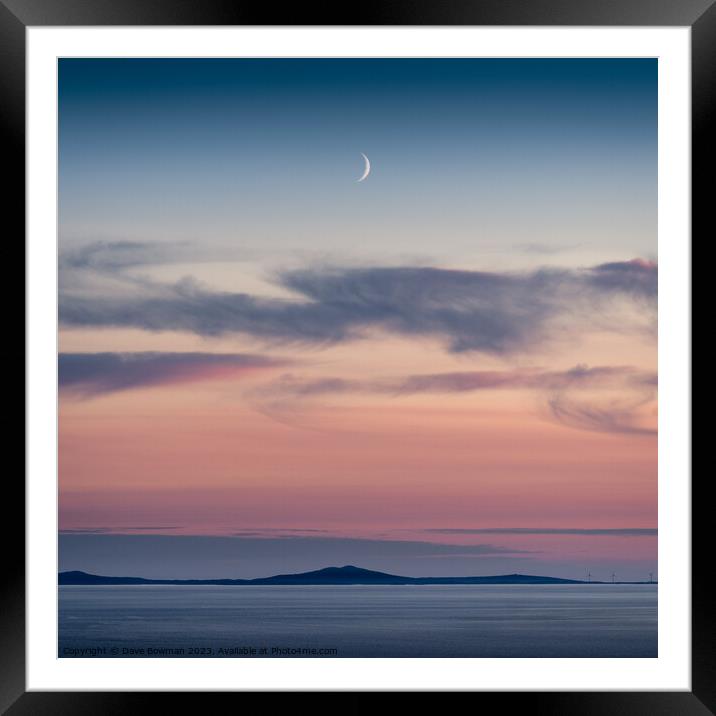 Crescent Moon Over North Uist Framed Mounted Print by Dave Bowman