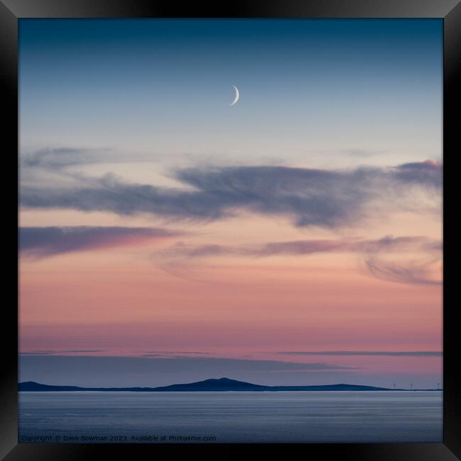 Crescent Moon Over North Uist Framed Print by Dave Bowman