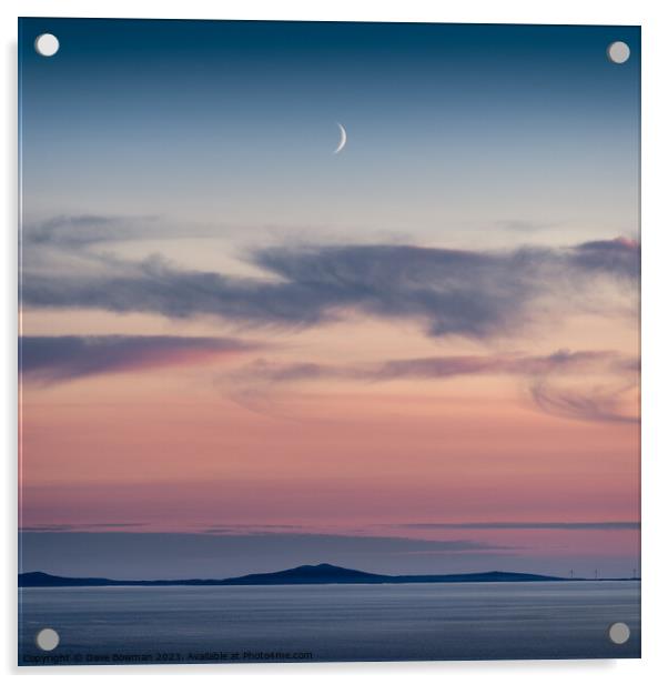 Crescent Moon Over North Uist Acrylic by Dave Bowman