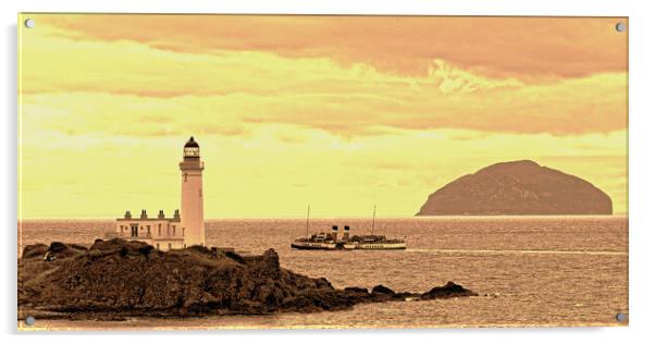 Waverley paddle steamer at Turnberry  (sepia) Acrylic by Allan Durward Photography