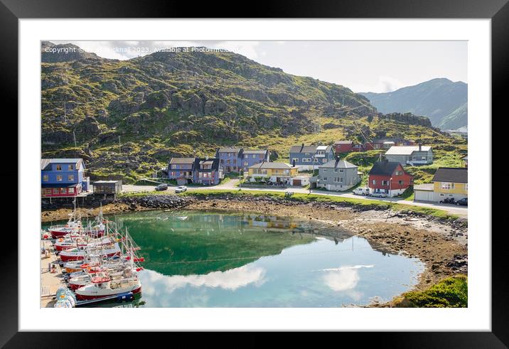 Fishing Boats in Harbour Norway Framed Mounted Print by Pearl Bucknall