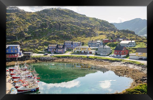 Fishing Boats in Harbour Norway Framed Print by Pearl Bucknall