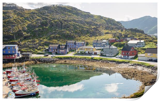 Fishing Boats in Harbour Norway Print by Pearl Bucknall