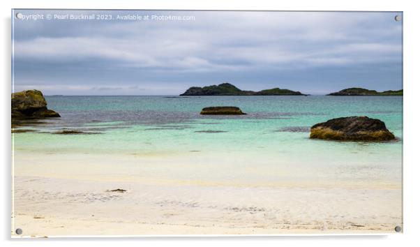 Tranquil Seas and Sandy Beach Lofoten Islands pano Acrylic by Pearl Bucknall