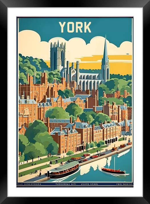 York Vintage Travel Poster   Framed Mounted Print by Picture Wizard
