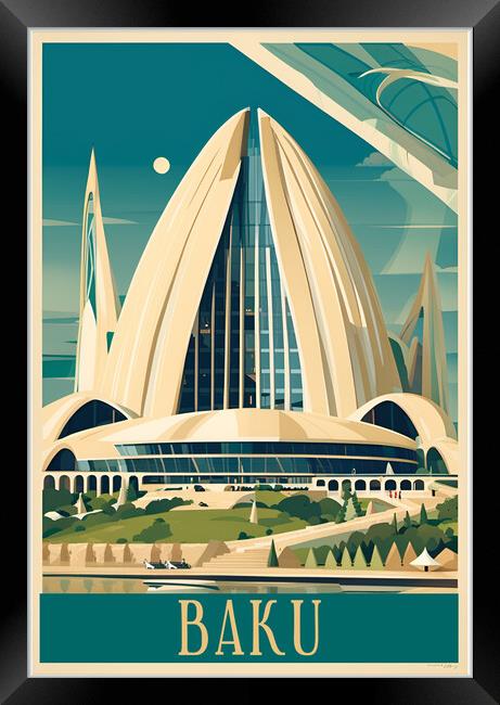 Baku Vintage Travel Poster   Framed Print by Picture Wizard