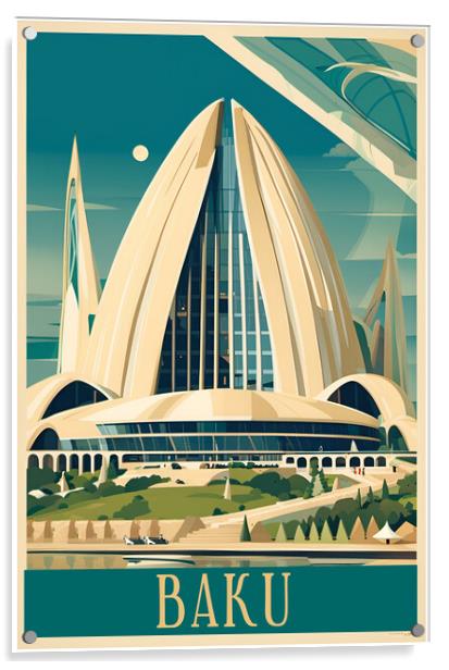 Baku Vintage Travel Poster   Acrylic by Picture Wizard