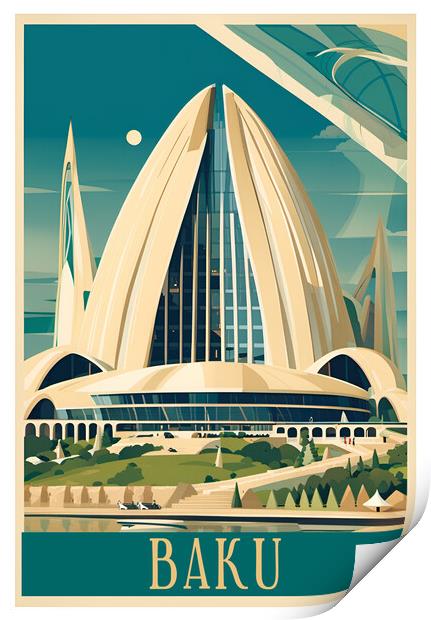 Baku Vintage Travel Poster   Print by Picture Wizard