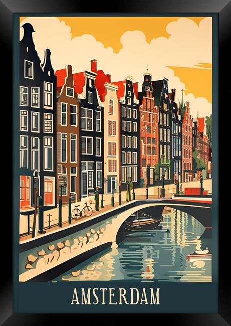Amsterdam Vintage Travel Poster   Framed Print by Picture Wizard
