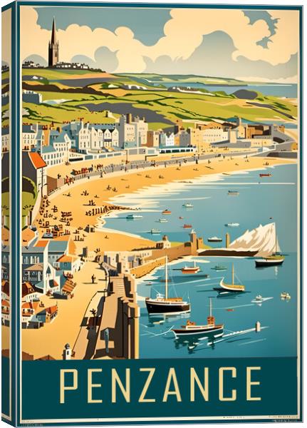 Penzance Vintage Travel Poster   Canvas Print by Picture Wizard