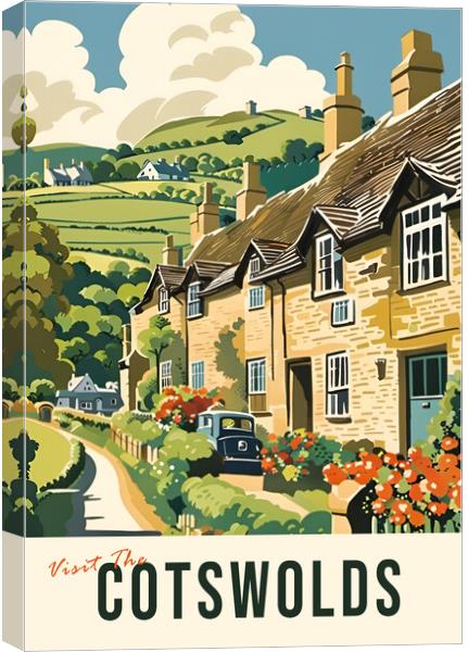Cotswolds Vintage Travel Poster   Canvas Print by Picture Wizard