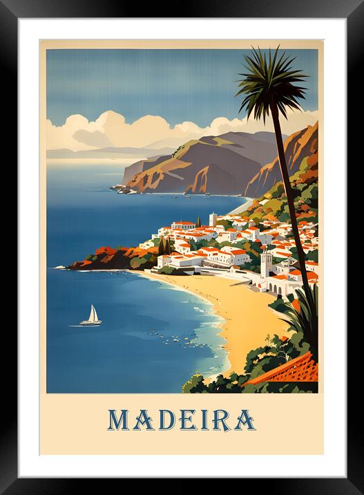 Madeira Vintage Travel Poster   Framed Mounted Print by Picture Wizard