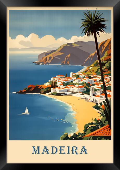 Madeira Vintage Travel Poster   Framed Print by Picture Wizard