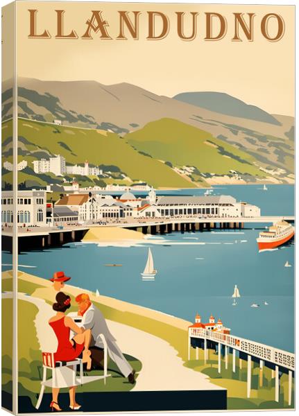 Llandudno Vintage Travel Poster   Canvas Print by Picture Wizard