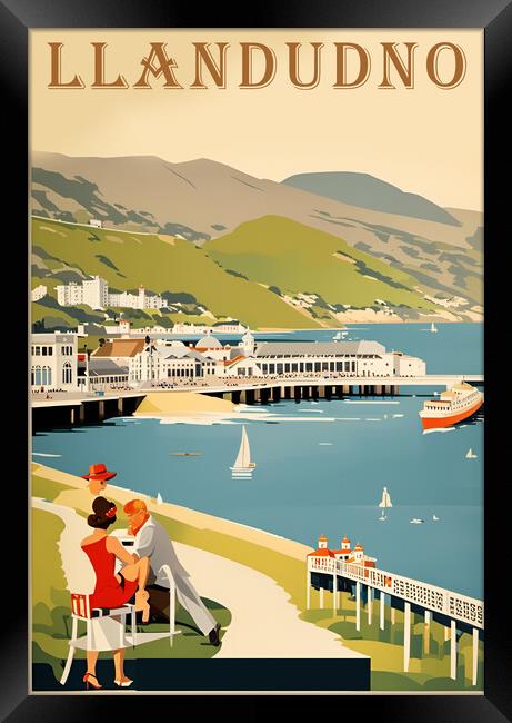 Llandudno Vintage Travel Poster   Framed Print by Picture Wizard