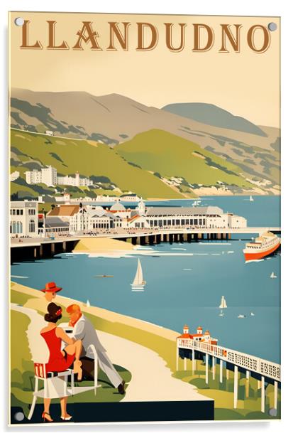 Llandudno Vintage Travel Poster   Acrylic by Picture Wizard