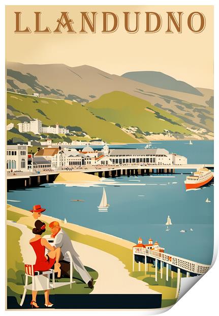 Llandudno Vintage Travel Poster   Print by Picture Wizard